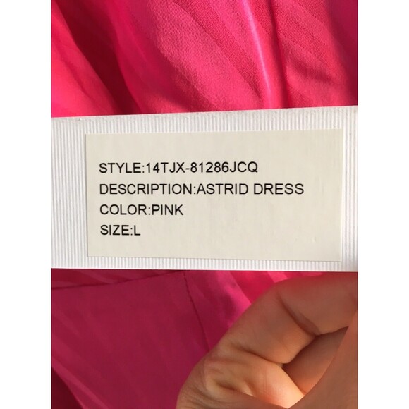 Ronny Kobo Astrid Dress Puff sleeves Gown Pink Party Wedding Size L V Neck $568 - Picture 7 of 12